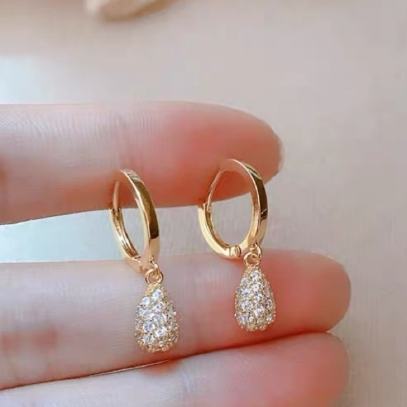 💎 Teardrop dangle Earrings - minimalist basic elegant simple - Picture 3 of 4